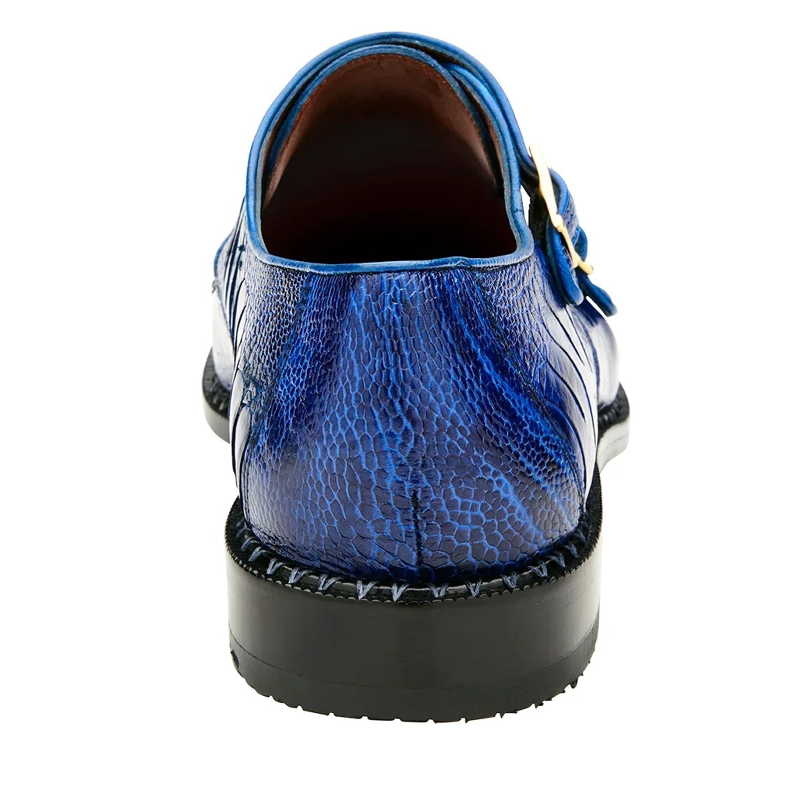 Men's Belvedere Valiente Ostrich Leg Double Monkstrap Dress Shoe in Ocean Blue - 9-M