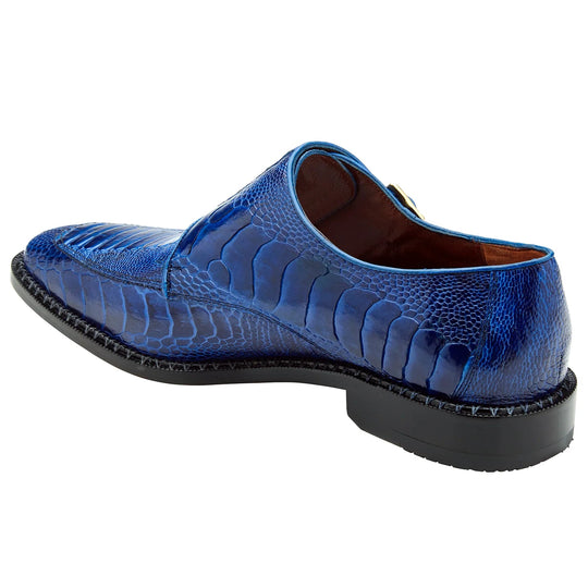 Men's Belvedere Valiente Ostrich Leg Double Monkstrap Dress Shoe in Ocean Blue - 9-M