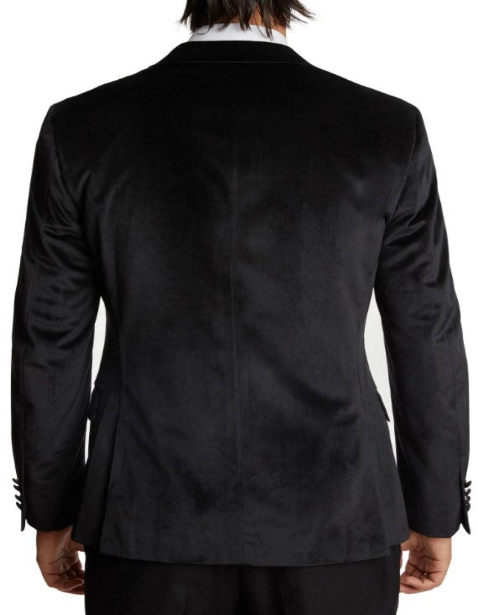 Double Breasted Tuxedo - Velvet Dinner Jacket with Pants in Color Black - Coat Size 38