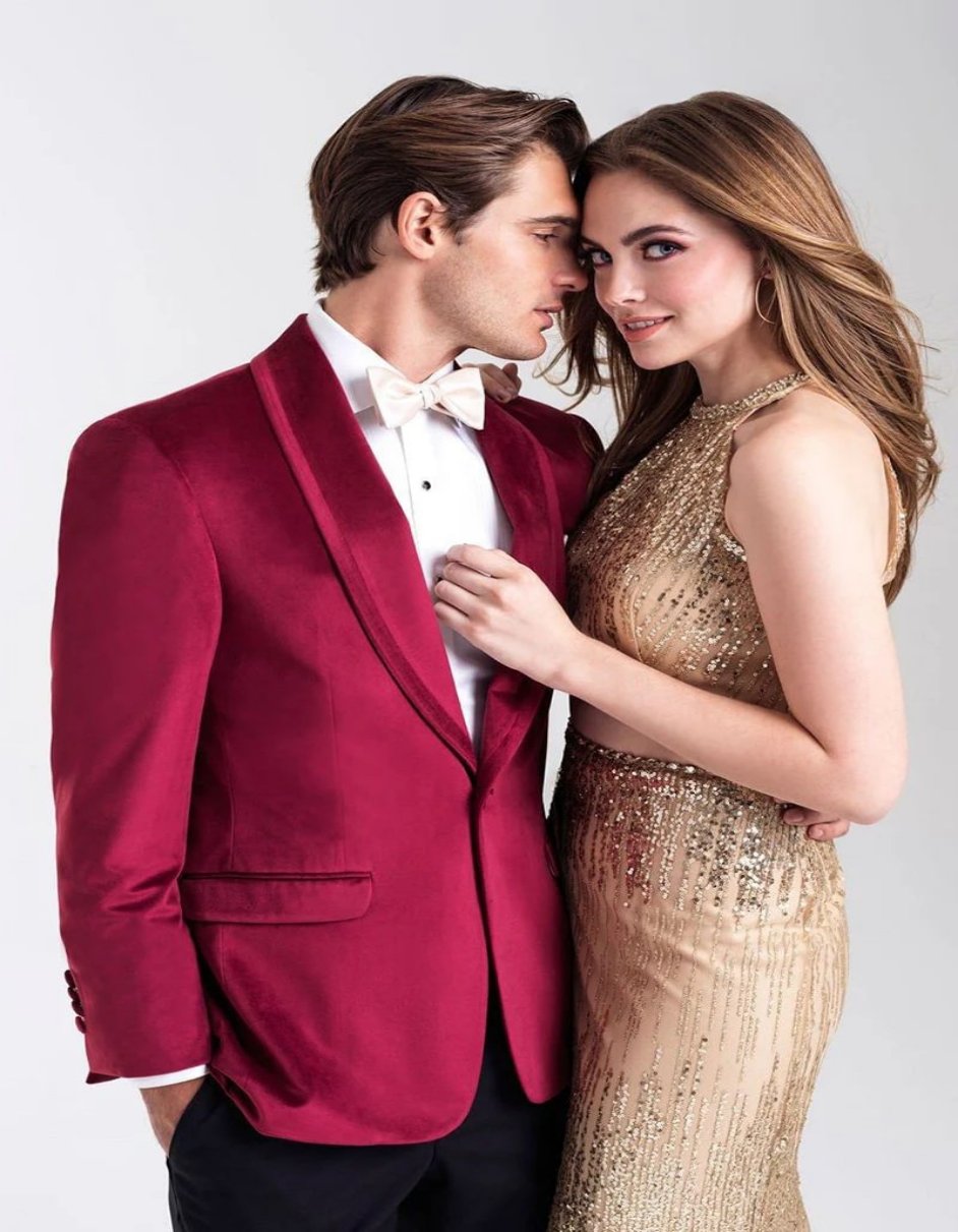 Venice Ruby Red Velvet Dinner Jacket Separates - Coat Size 38