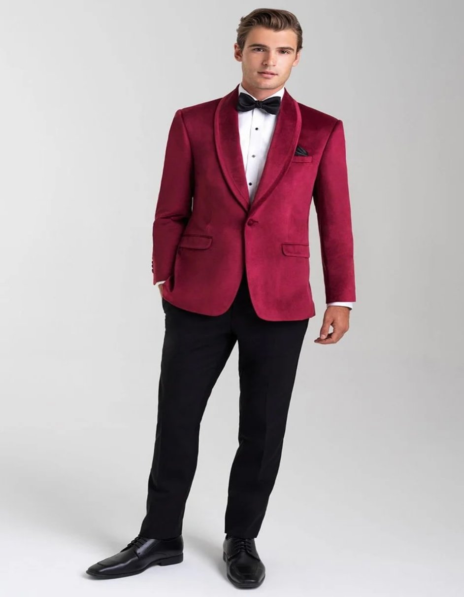 Venice Ruby Red Velvet Dinner Jacket Separates - Coat Size 38
