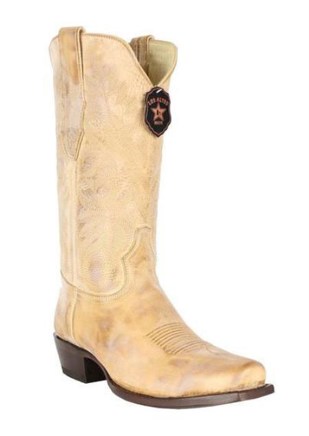 Men's Vintage Honey 7 Toe Los Altos Boots Genuine Premium Leather Cowboy Handmade Dress Cowboy Boot Cheap Priced For Sale Online - 6.0 Standard / D / Medium