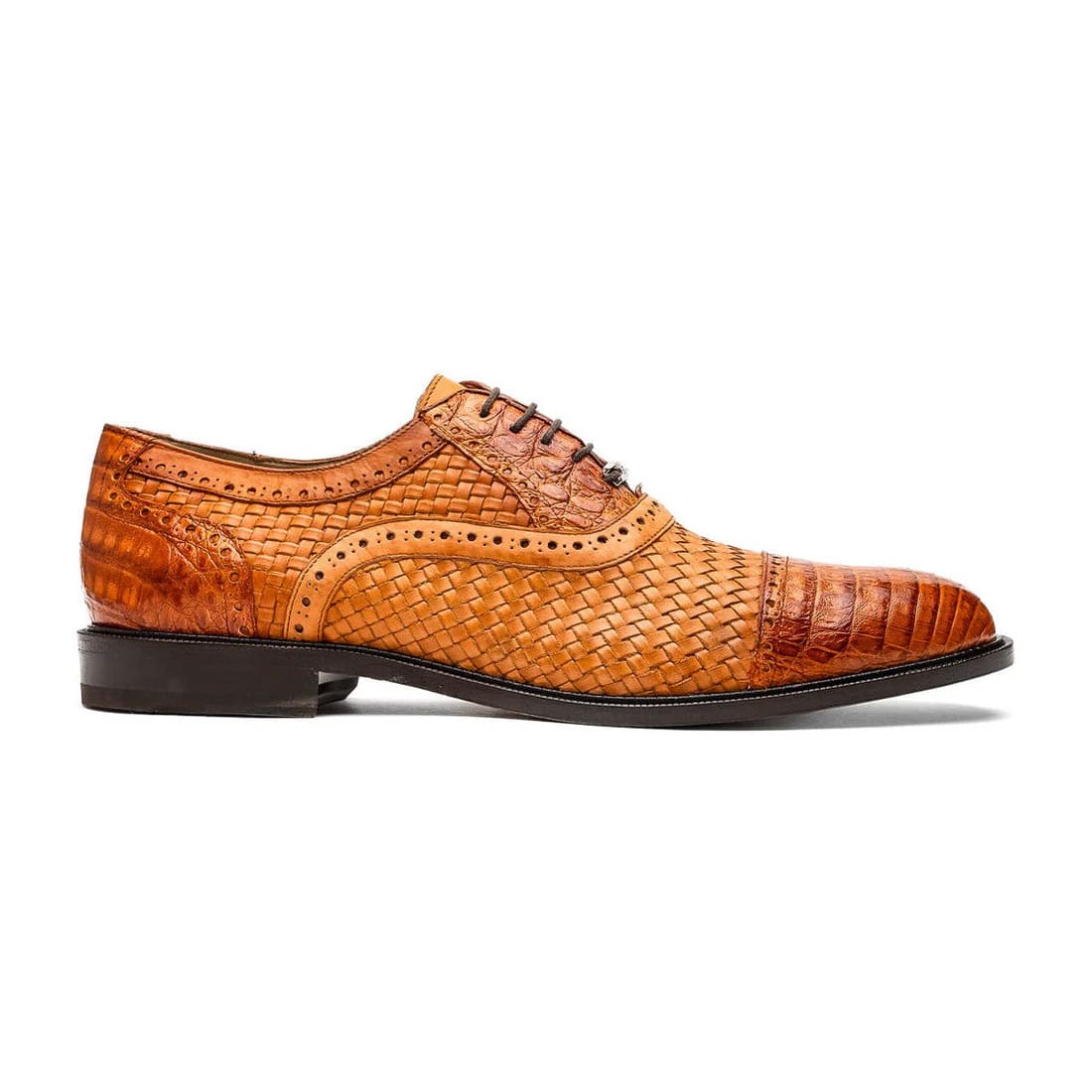 Marco Di Milano John Men's Shoes Exotic Caiman Crocodile / Woven Leather Dress Oxfords - 8.5