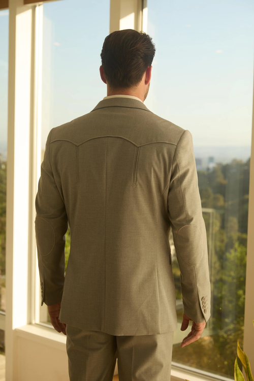 Mens Grey Western Sport Suit with Elbow Patches β Rugged Classic Style