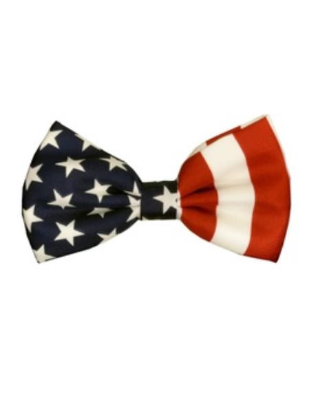 Mens New Years Outfit-Men's White/Red/Blue American Flag Bowtie-Men's Neck Ties - Mens Dress Tie - Trendy Mens Ties - One Size