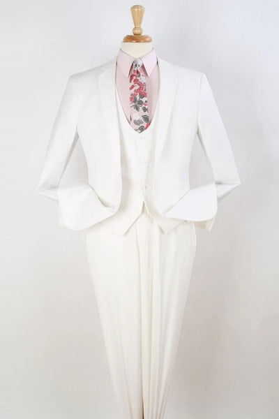 Cheap Priced Suit - Mens Two Button Slim Fit Scoop Vested White Suit
