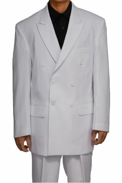 Cheap Priced Suit - Mens Classic Fit Double Breasted Poplin White Suit