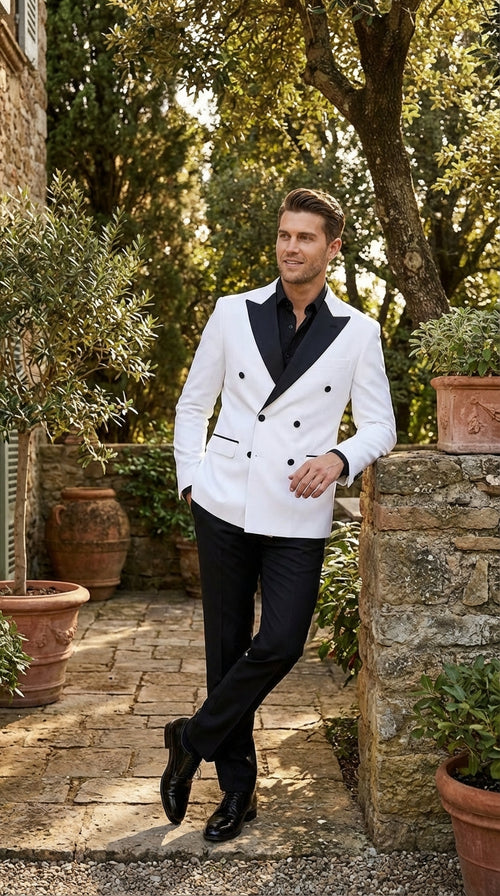 White Double Breasted Blazer