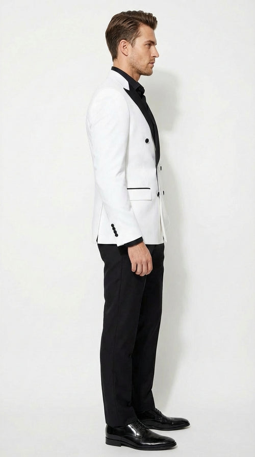 White Double Breasted Blazer