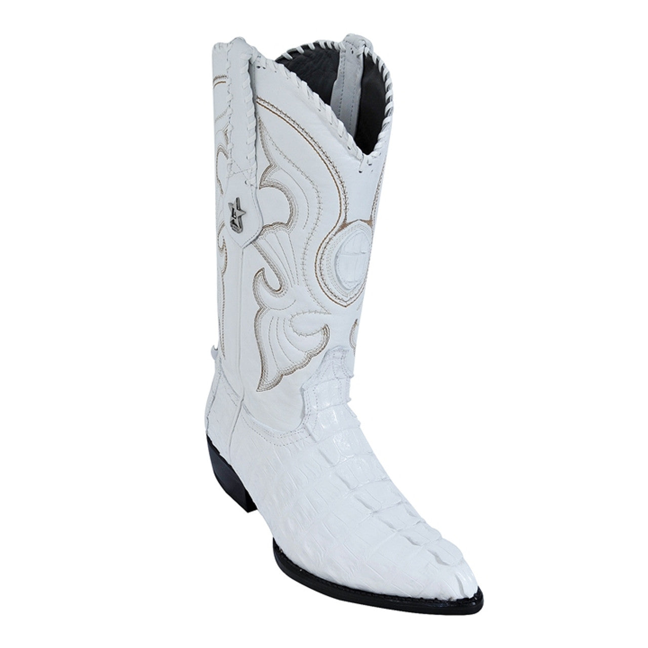 Los Altos Men's White Genuine Caiman Tail Boots - 6