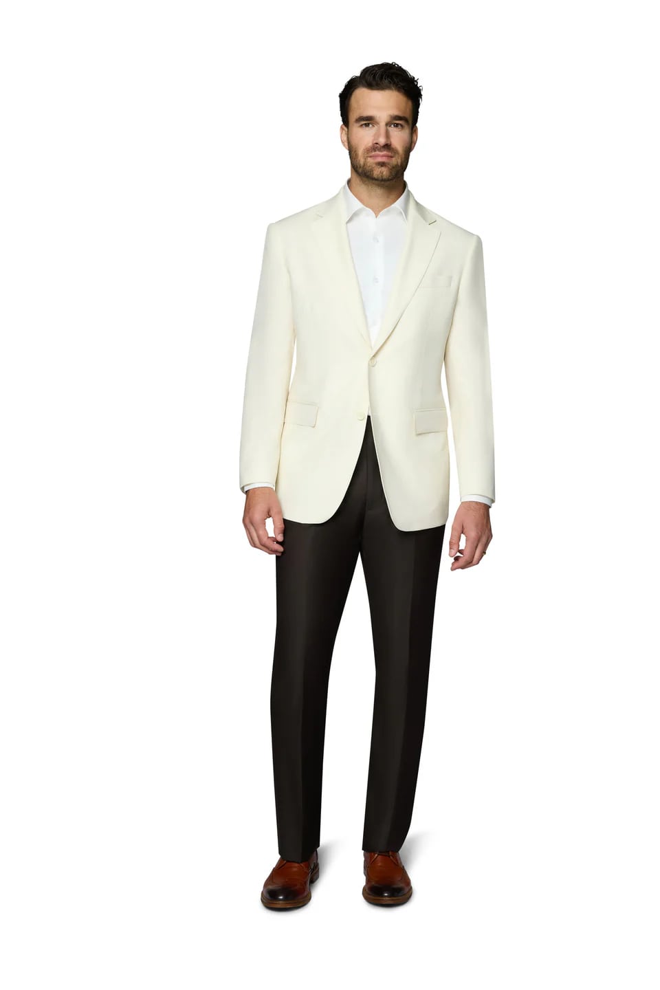 White Elegant Modern Fit Wool Sport Coat - 62 Regular