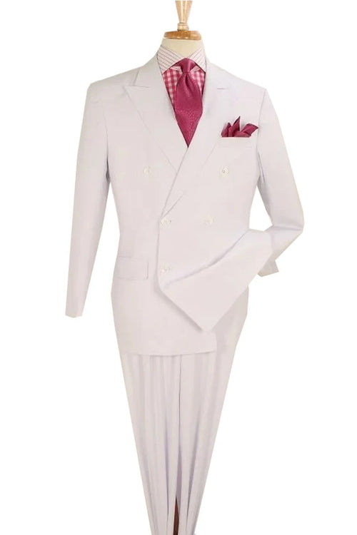 Cheap Priced Suit - Mens Classic Double Breasted Luxury Wool Feel - Designer Brand White Suit