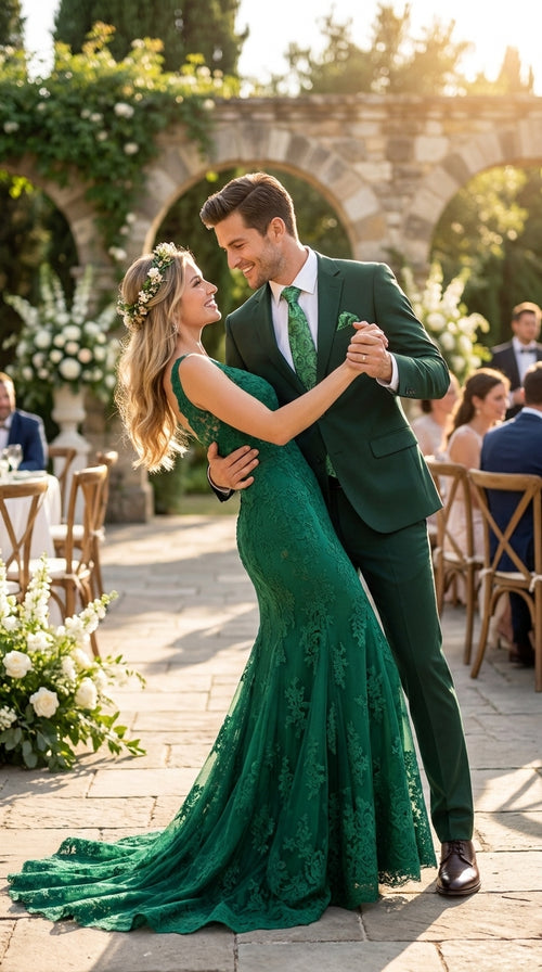 Men’s Green 2 Button Classic Fit Poplin Suit, Affordable Formal Wedding Business Dress Suit