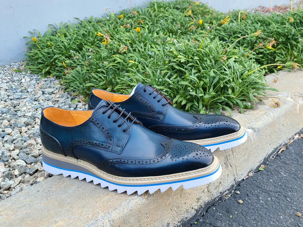 Plain Toe Wing-tip Stitching Blucher style Oxford