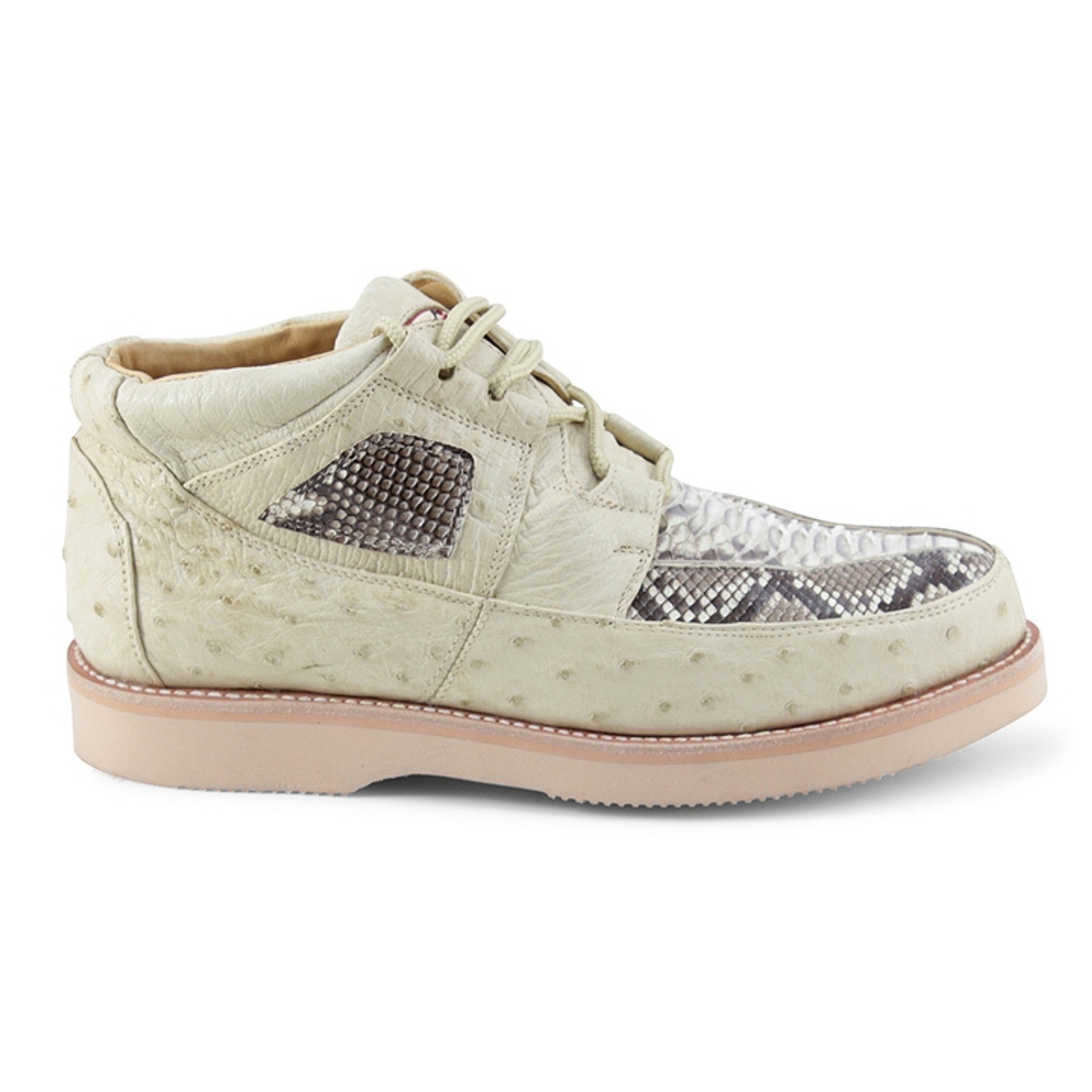 Los Altos Men's Winter White Python And Ostrich Skin Boots - 8-M