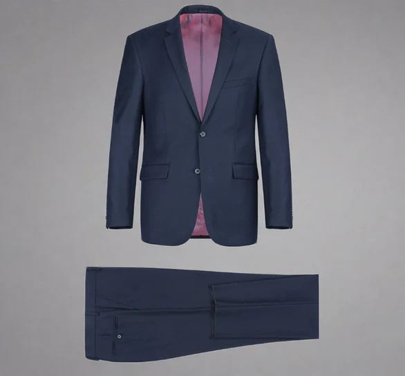 Renoir Suits - Renoir Fashion Verno Men's Tan and Blue  Solid Pattern Slim Fit 2-Piece Suit main image 0