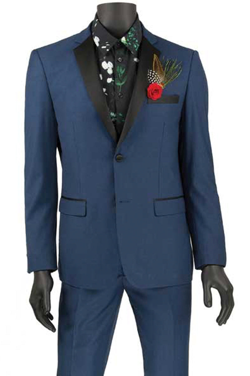 Mens Ultra Slim Fit Tuxedo in Blue - 38 Short