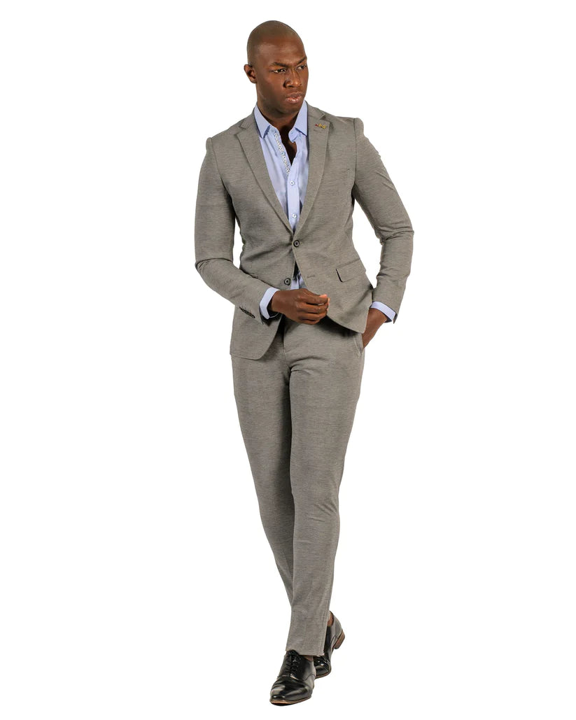 Stretch Fabric - Slim Fitted Suit - "Grey" Light Weight Suit - "Style #"