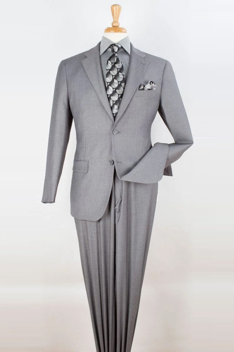 "Modern Fit Two Button Men's Suit in Light Grey - Two Piece" - 34 Regular