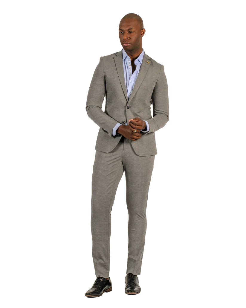 Stretch Fabric - Slim Fitted Suit - "Grey" Light Weight Suit - "Style #"