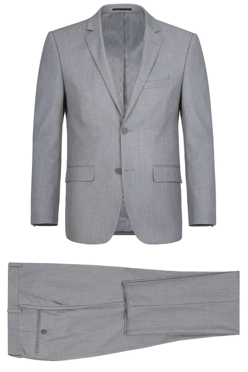 "Light Grey Men's Extra Long Two-Button Basic Suit"