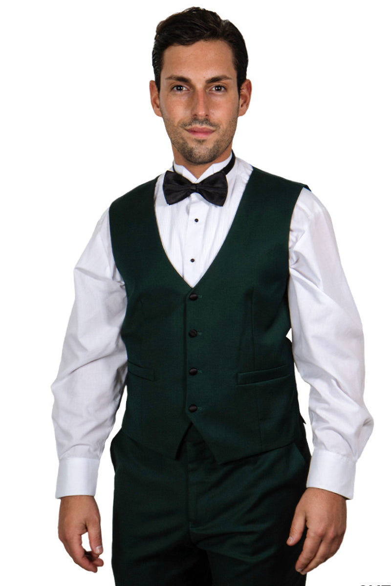 "Mens Stacy Adams Suit - Stacy Adams Suit Men's Vested Shawl Lapel Tuxedo - Hunter Green" - 34 Regular