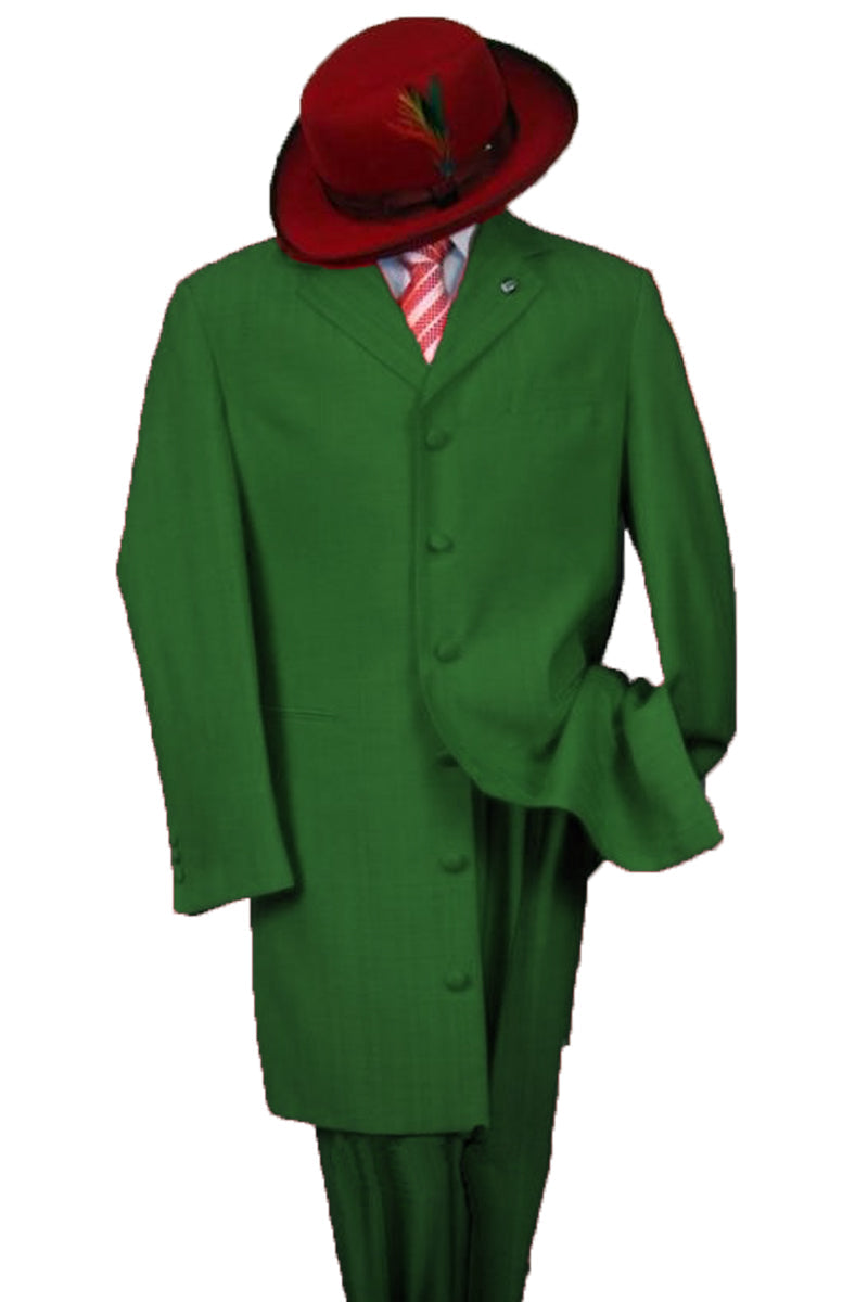 "Olive Green Classic Long Zoot Suit for Men - 2PC | 46R" - 46 Regular