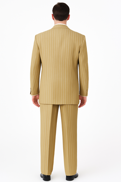 Beige Pinstripe Business Suit – 3-Piece Professional Wear