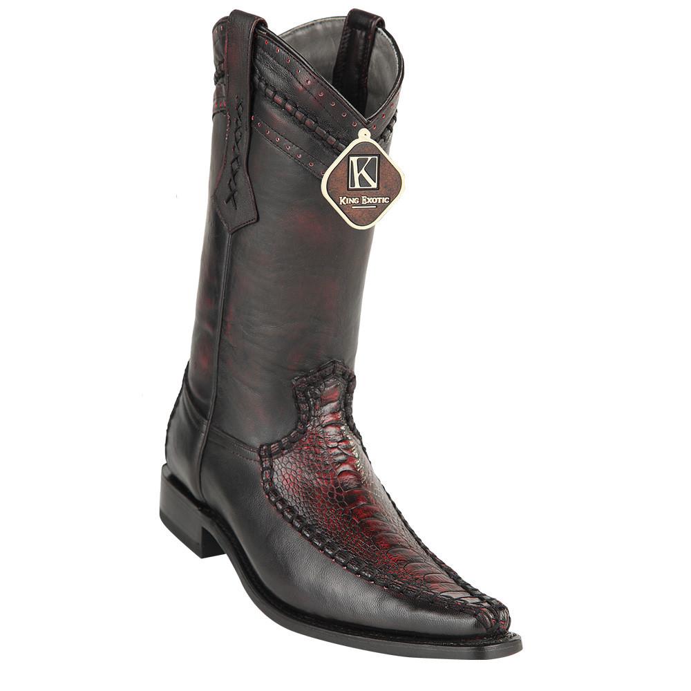 King Exotic Men's Ostrich Leg European Toe Boots - Black