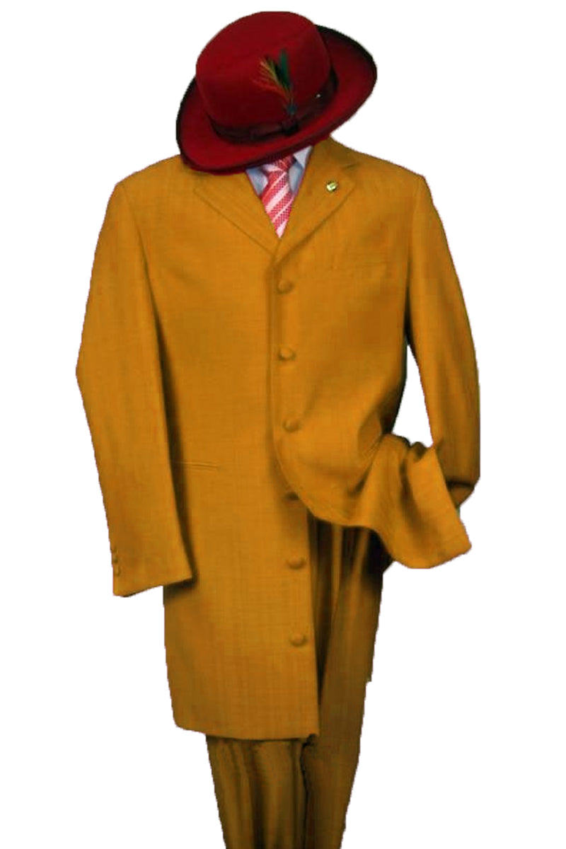 "Mustard Zoot Suit for Men - 2PC Classic Long Fashion Ensemble"