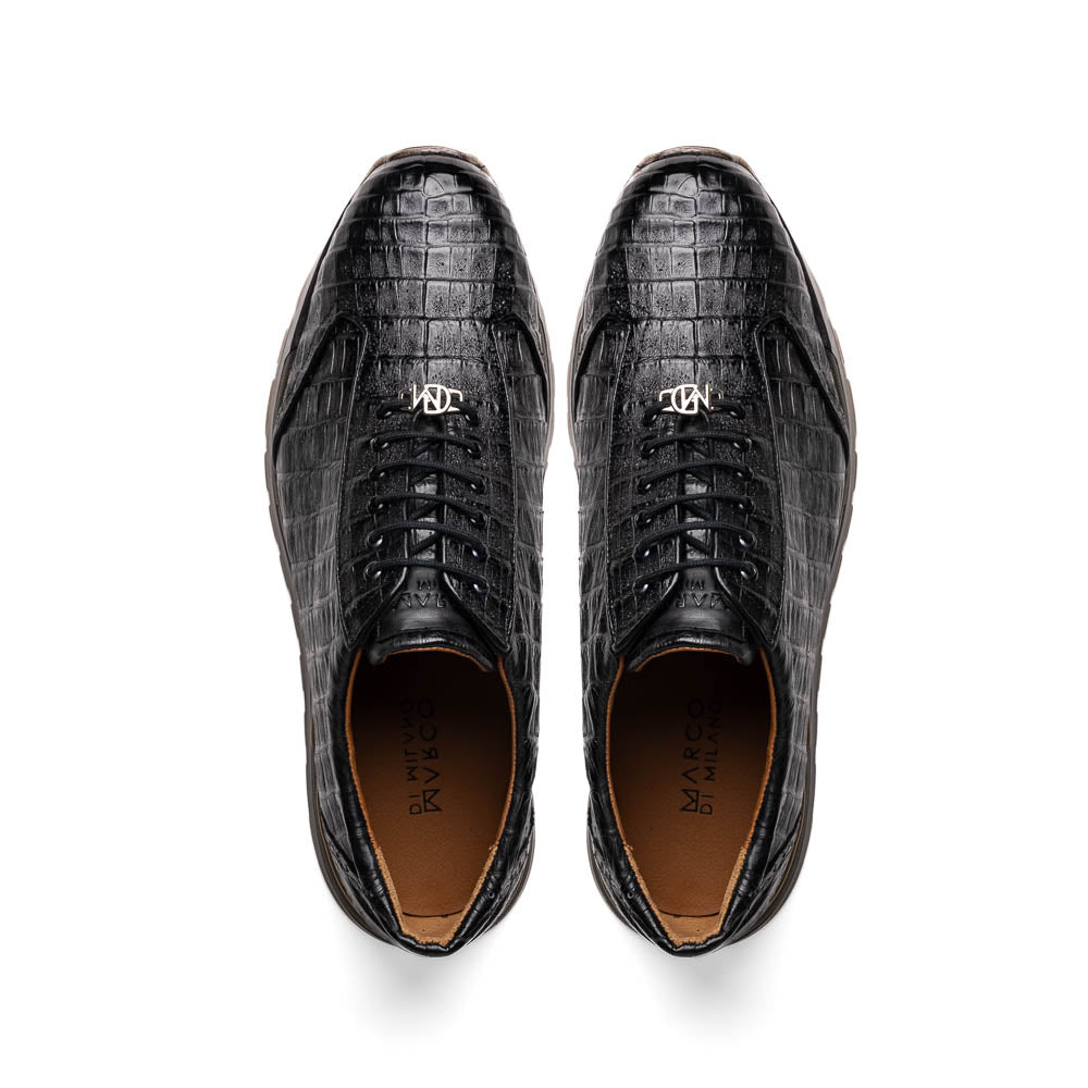 Marco Di Milano Alonzo Black Genuine Caiman Crocodile Casual Sneakers - 8