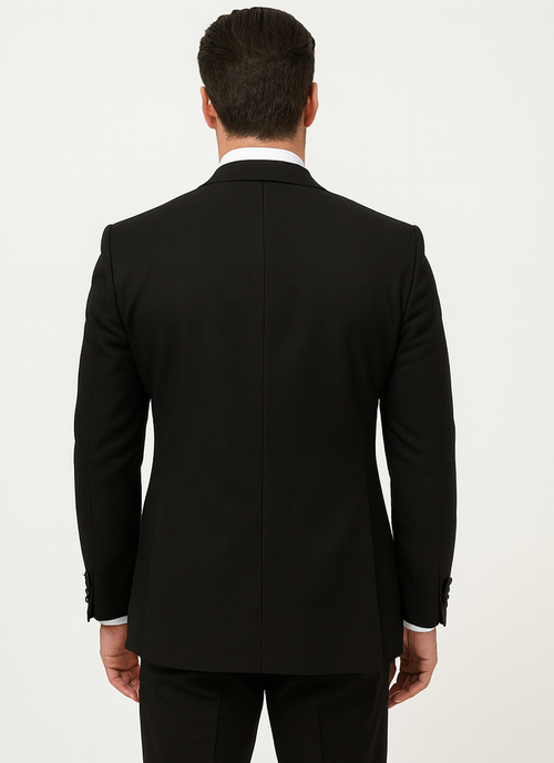 Alberto nardoni Peak lapel super 150s wool tuxedo with double breasted vest flat front pants 1 button style