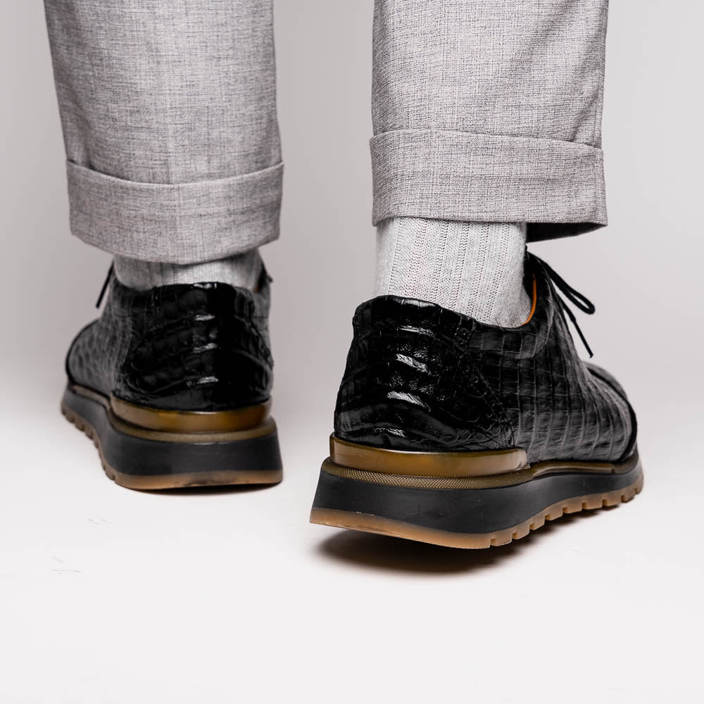 Marco Di Milano Alonzo Black Genuine Caiman Crocodile Casual Sneakers - 8