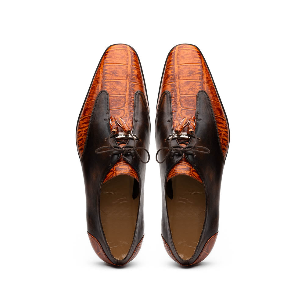 Marco Di Milano Anzio Brandy Alligator & Calfskin Derby - 8