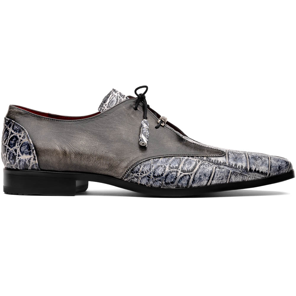 Marco Di Milano Anzio Newspaper Grey Alligator & Calfskin Derby - 8