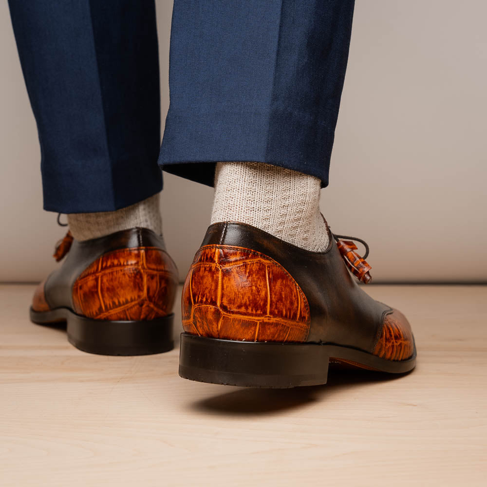 Marco Di Milano Anzio Brandy Alligator & Calfskin Derby - 8
