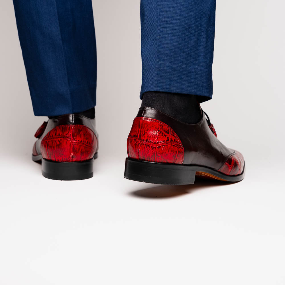 Marco Di Milano Anzio Black Cherry Alligator & Calfskin Derby - 8