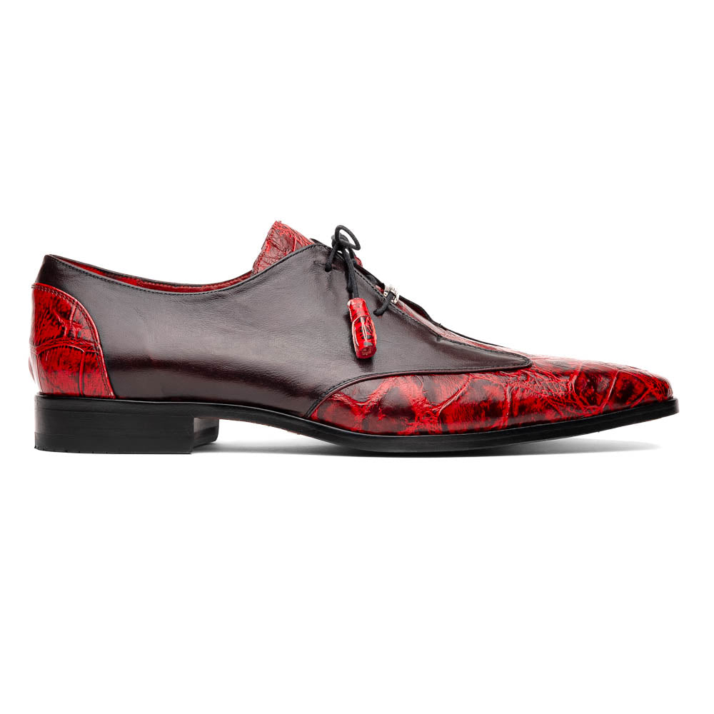 Marco Di Milano Anzio Black Cherry Alligator & Calfskin Derby - 8