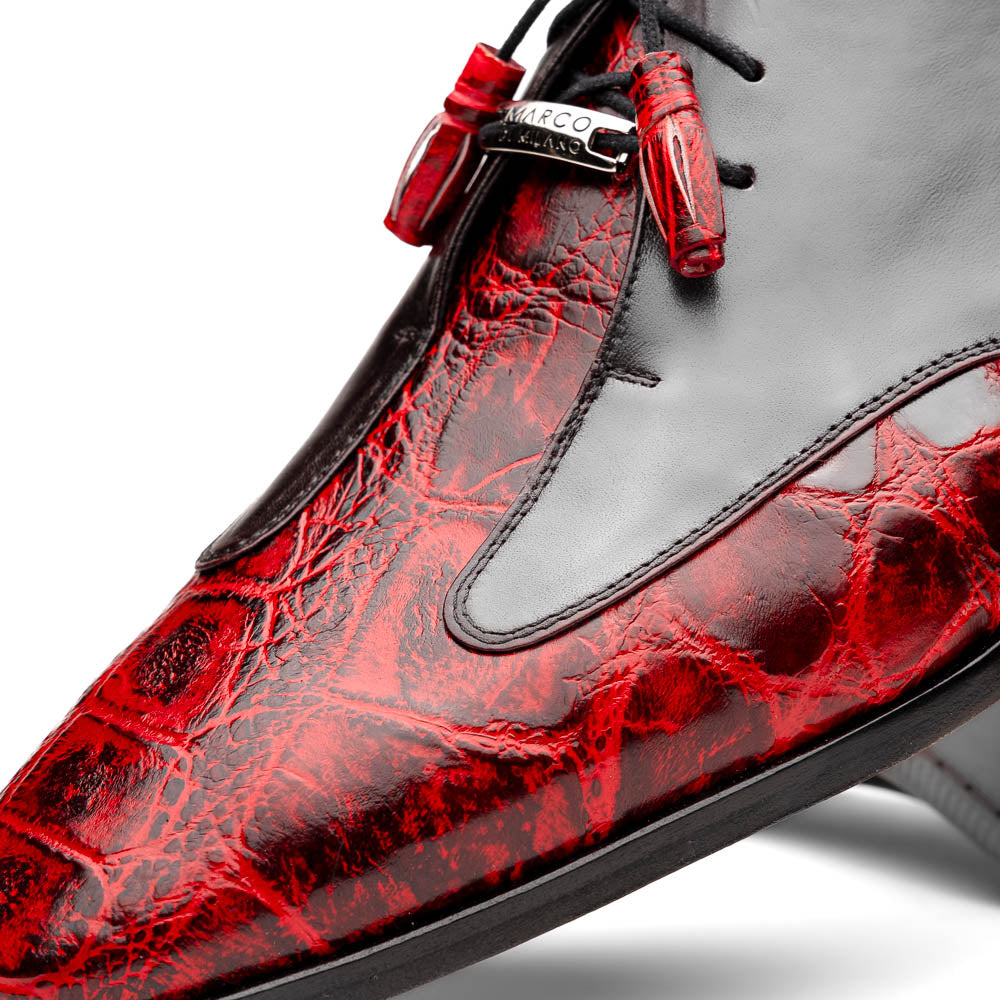 Marco Di Milano Anzio Black Cherry Alligator & Calfskin Derby - 8