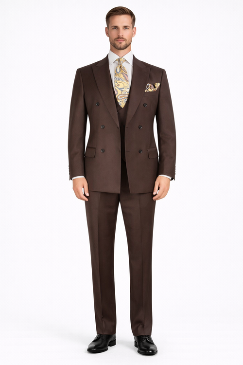 Apollo King Men's Outlet 3 Piece 100% Wool Suit Fashion Windowpane-New Designer Collection