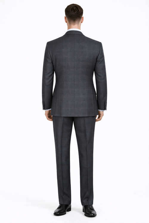 Apollo King Men's Outlet 3 Piece 100% Wool Suit Fashion Windowpane-New Designer Collection