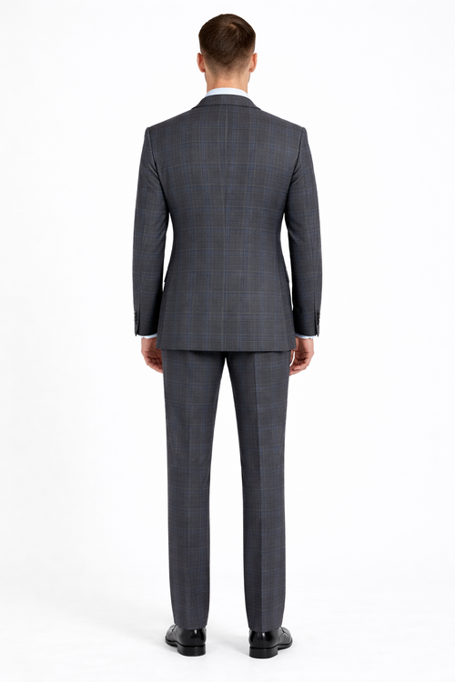 Apollo King Men's Outlet 3 Piece 100% Wool Suit Fashion Windowpane-New Designer Collection