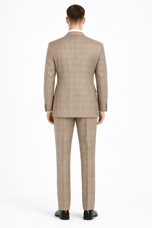 Apollo King Men's Outlet 3 Piece 100% Wool Suit Fashion Windowpane-New Designer Collection
