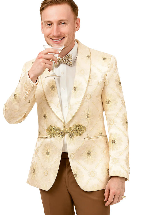 Perfect for Wedding and Prom 2026 and Formal Nude Men's Blazer Cream