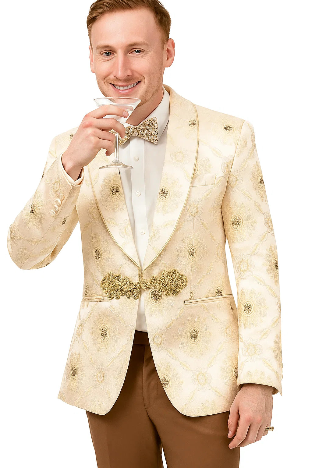 Perfect for Wedding & Prom 2025 – Men’s Formal Nude Cream Blazer - 34