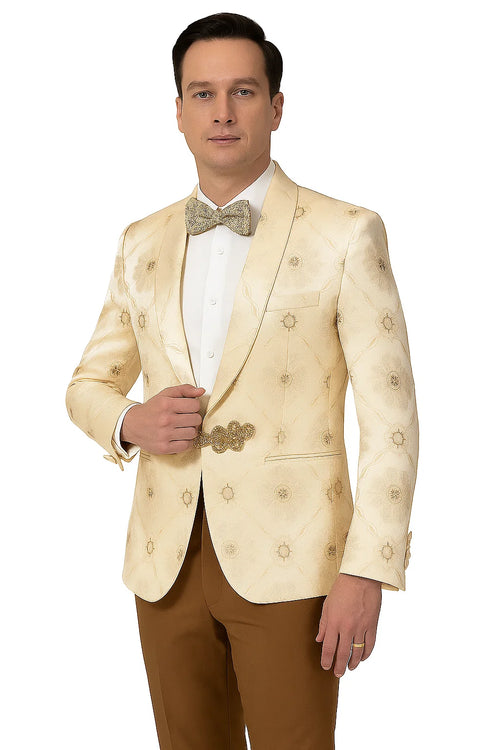 Perfect for Wedding and Prom 2026 and Formal Nude Men's Blazer Cream