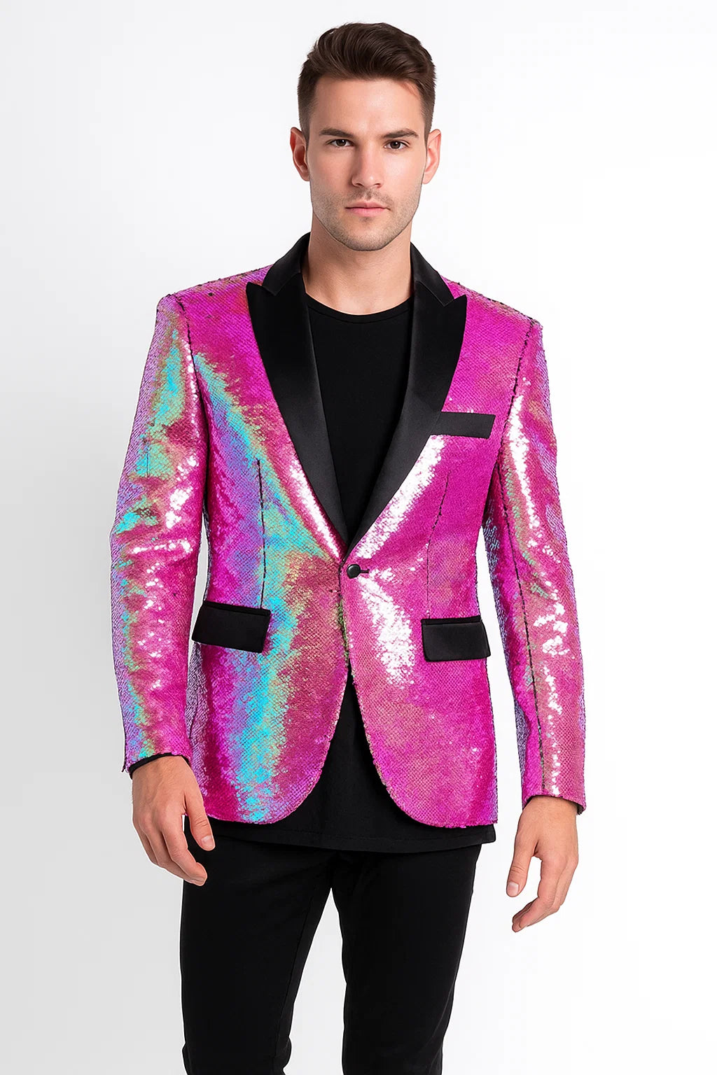 Sequin Tuxedo - Mens Blazer - Pink Dinner Jacket - Shiny Tuxedo Jacket - S