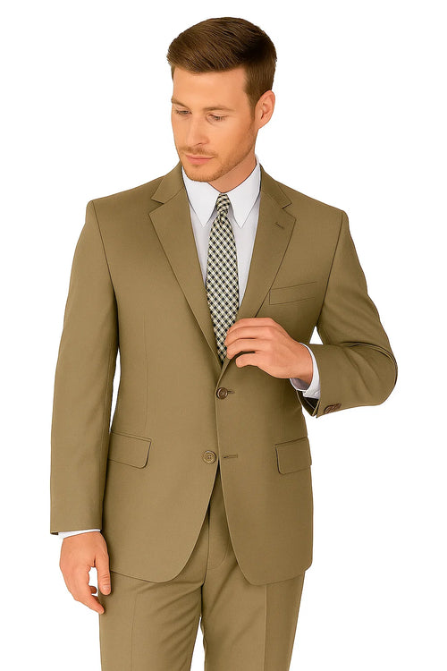 Mens 2 Button Modern Fit Texured Weave Suit in Taupe
