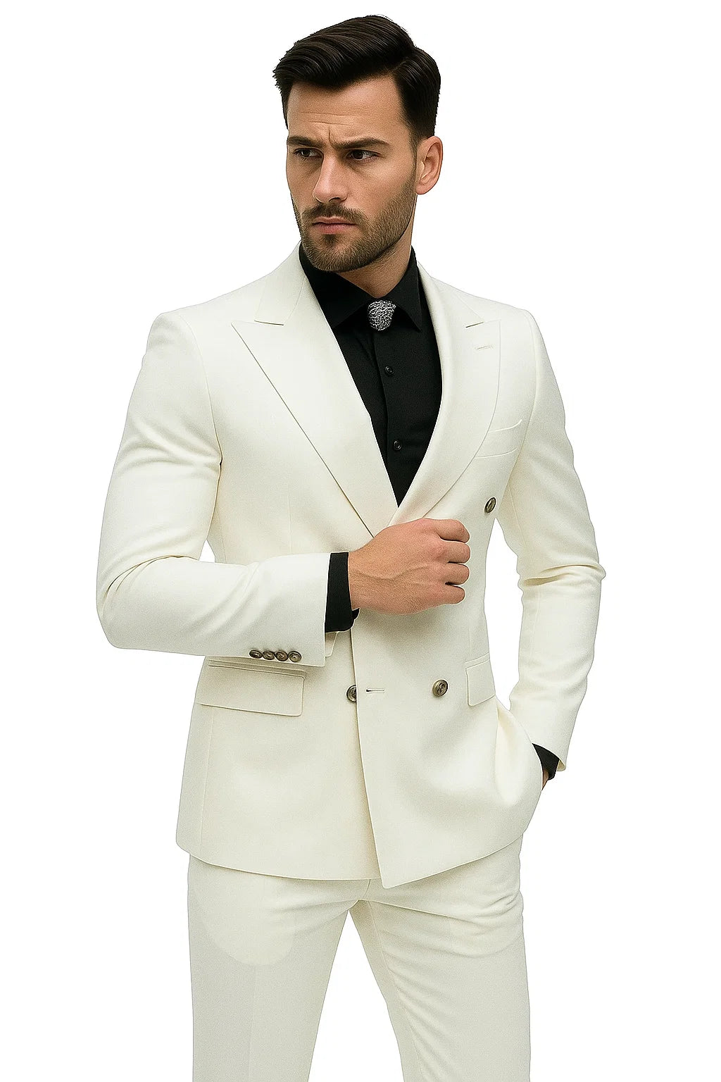 Ivory Wedding Suit - Cream Tuxedos Suit - Ivory Dinner Jacket Plus Pants - Coat Size 38