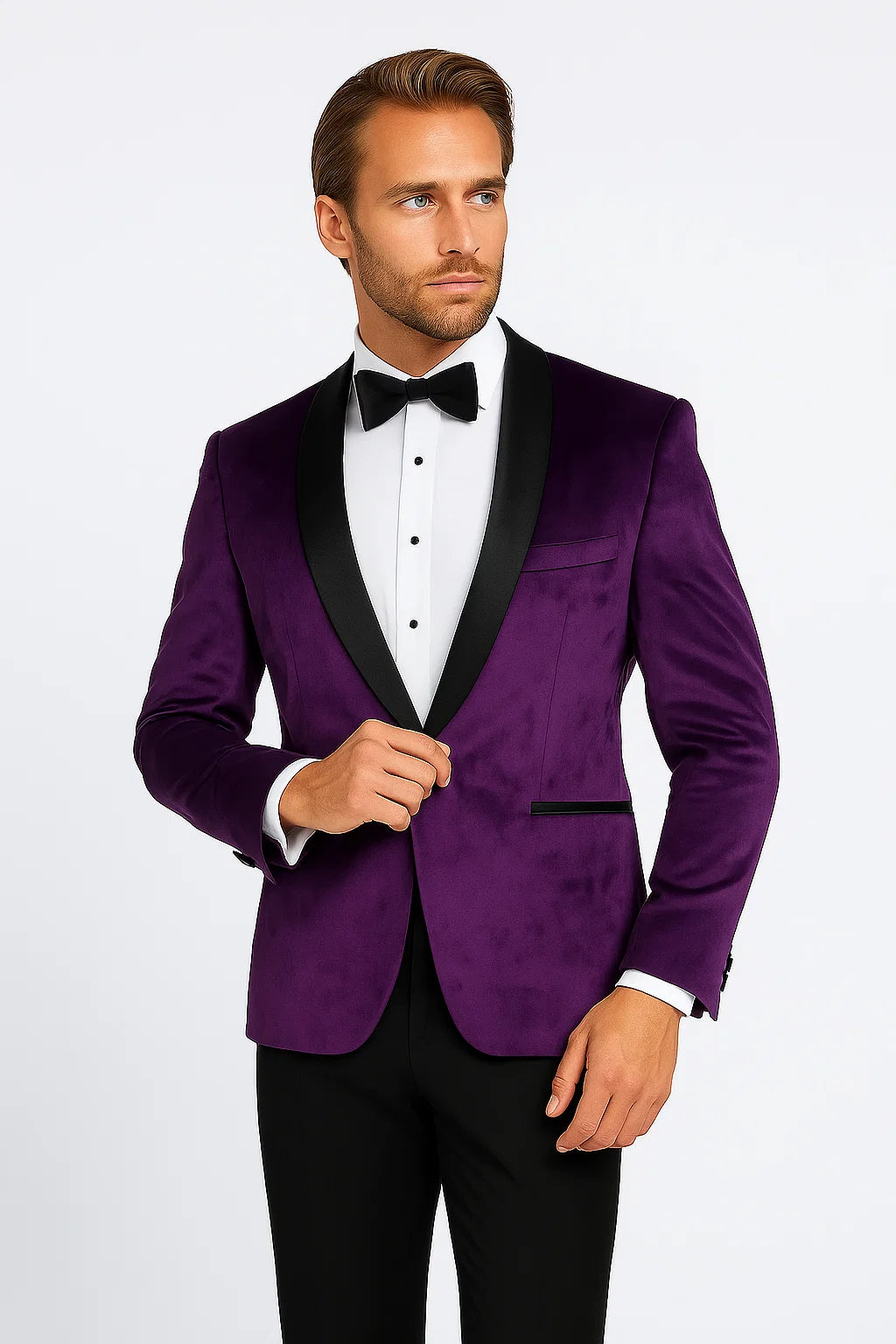 Mens Purple Dinner Jacket - Mens Evening jackets - Tuxedo Dinner Jacket - 38 Short Jacket+32 Waist Adjustable 28to34)(Height: 5 4 to5 7 )(Neck 15-16.5)S-M)